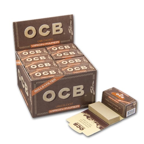 OCB Virgin Unbleached Rolls + Tips Display 16 Rollen Zigarettenpapier SW889201
