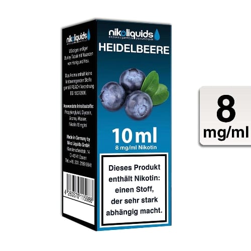E-Liquid Nikoliquids Heidelbeere 8 mg/ml Flasche 10 ml 87506