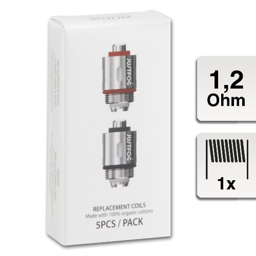 E-Clearomizercoil JUSTFOG Fog 1,2 Ohm 5 Stueck 91166