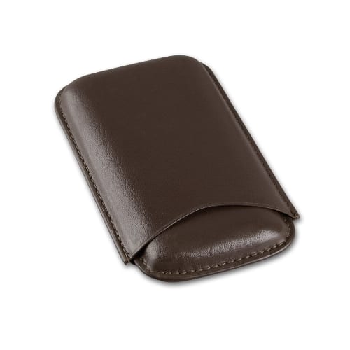 Zigarrenetui 3er Leder braun Corona kurz 15 x 8 cm 98207