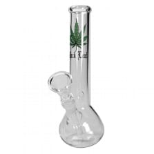 Bong Glas BLACK LEAF Hanfblatt 23 cm 30 mm Schliff 14,5 mm 34784