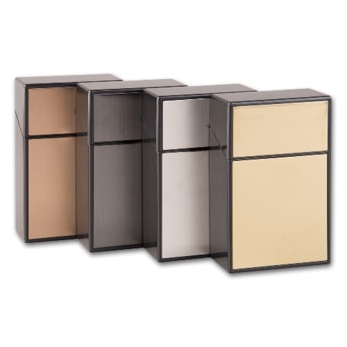 Zigarettenbox Kunststoff 20er CHAMP Metall gebürstet 4 Farben 17680