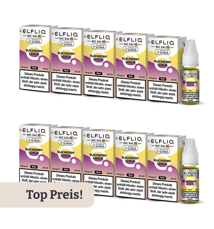 10er Pack E-Liquid Nikotinsalz ELFBAR Elfliq Blackberry Lemon 10mg 4286
