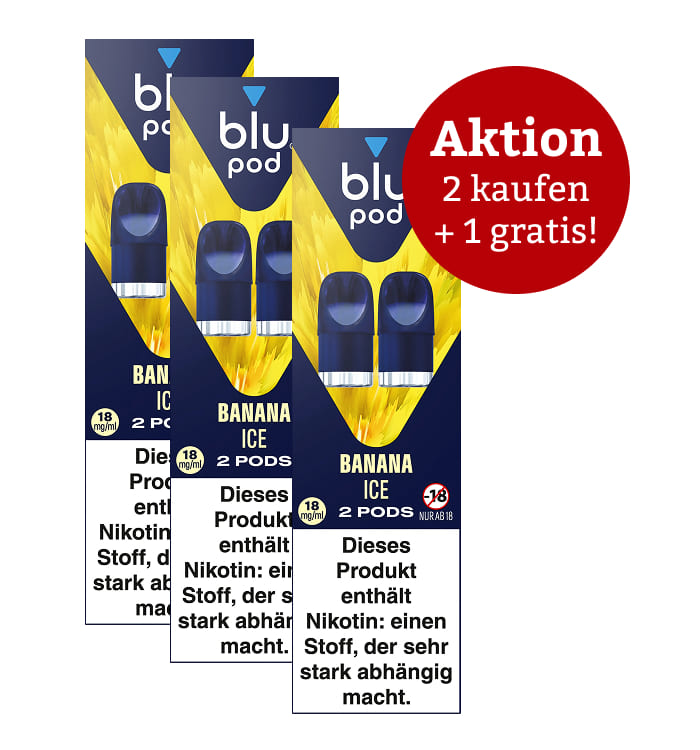 Aktion: 2 x kaufen, 3 erhalten E-Liquidpod BLU POD Banana Ice 18mg 2 Pods