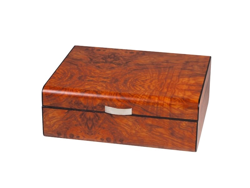 Humidor Wurzelholzdekor Ulme matt fuer ca. 20-25 Zigarren 561016