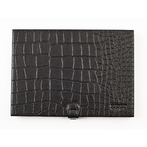 Display ZIPPO Kroko-Leder schwarz fuer 8 Zippo-Feuerzeuge 24x17x3cm 88878