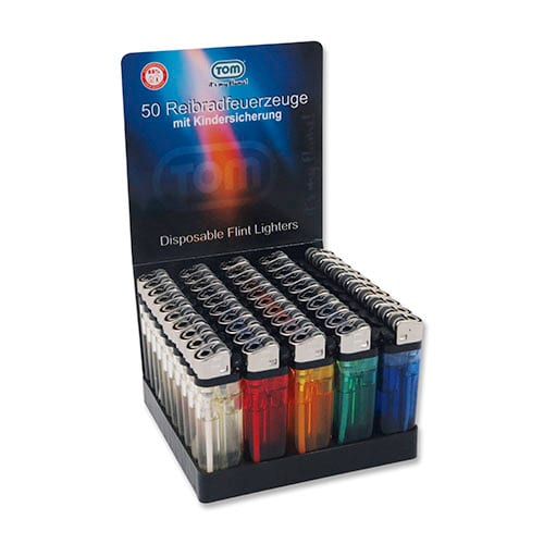 Feuerzeug Einweg aus Kunststoff in Unifarben transparent 50 Stück SW123066