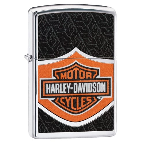 ZIPPO chrom polier Harley Davidson Logo Orange schwarzÃae 60004741 45701