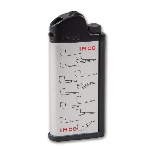 Feuerzeug IMCO Chic für Pfeifen aus Kunststoff Aluminium brossiert in schwarz silber gemustert 86374