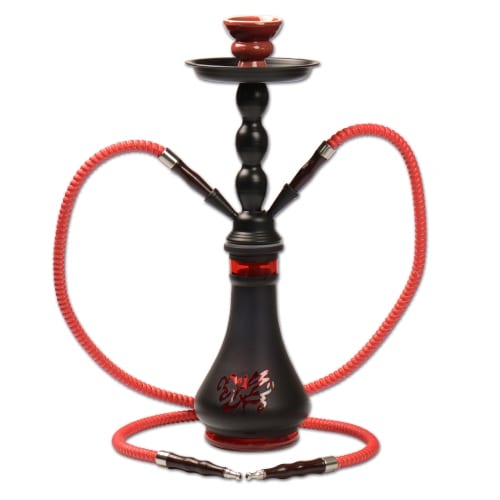 Shisha ATOMIC schwarz/rot 45 cm 2 Anschluesse 35737