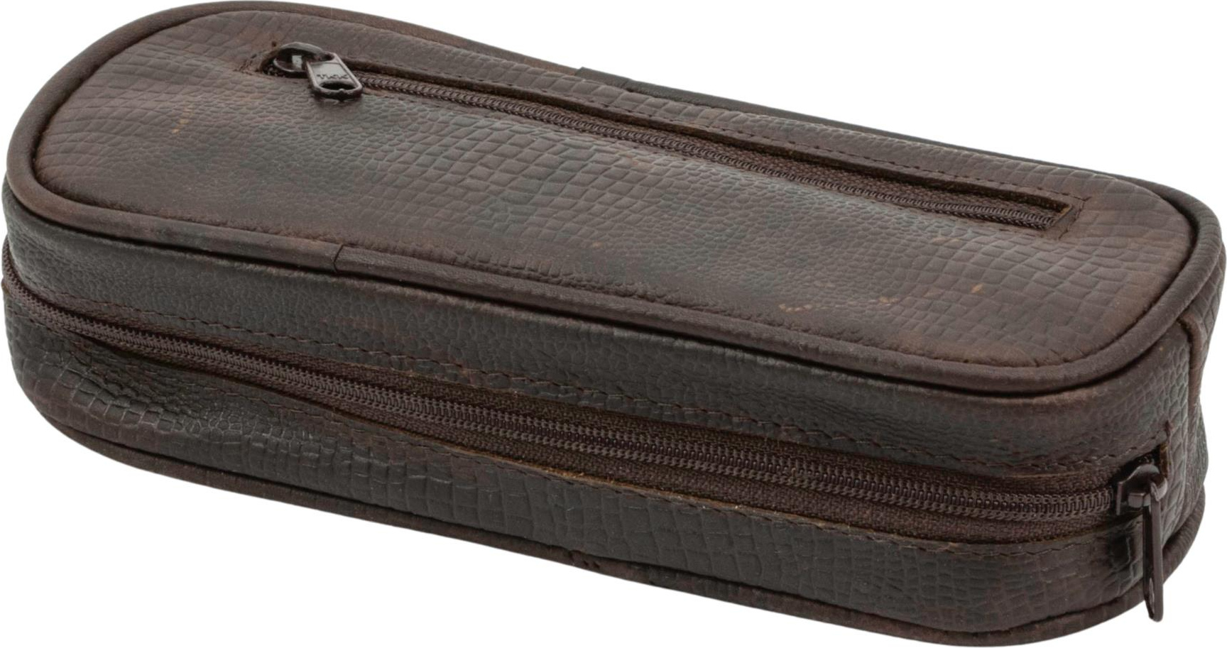 Pfeifentasche Leder braun antik Snake print 2er 632573