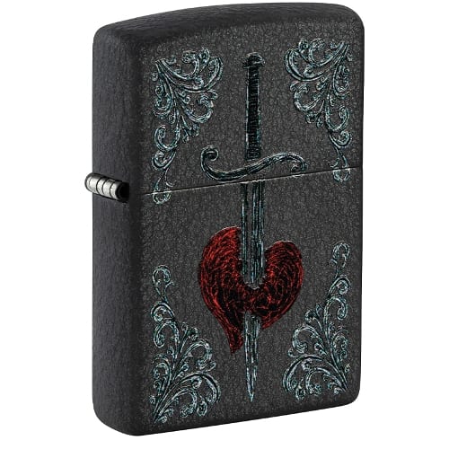 ZIPPO black crackle Heart Dagger Tattoo Design 60006605 41849