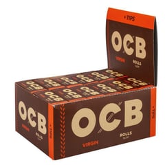 OCB Virgin Unbleached Rolls + Tips Display 24 Rollen Zigarettenpapier