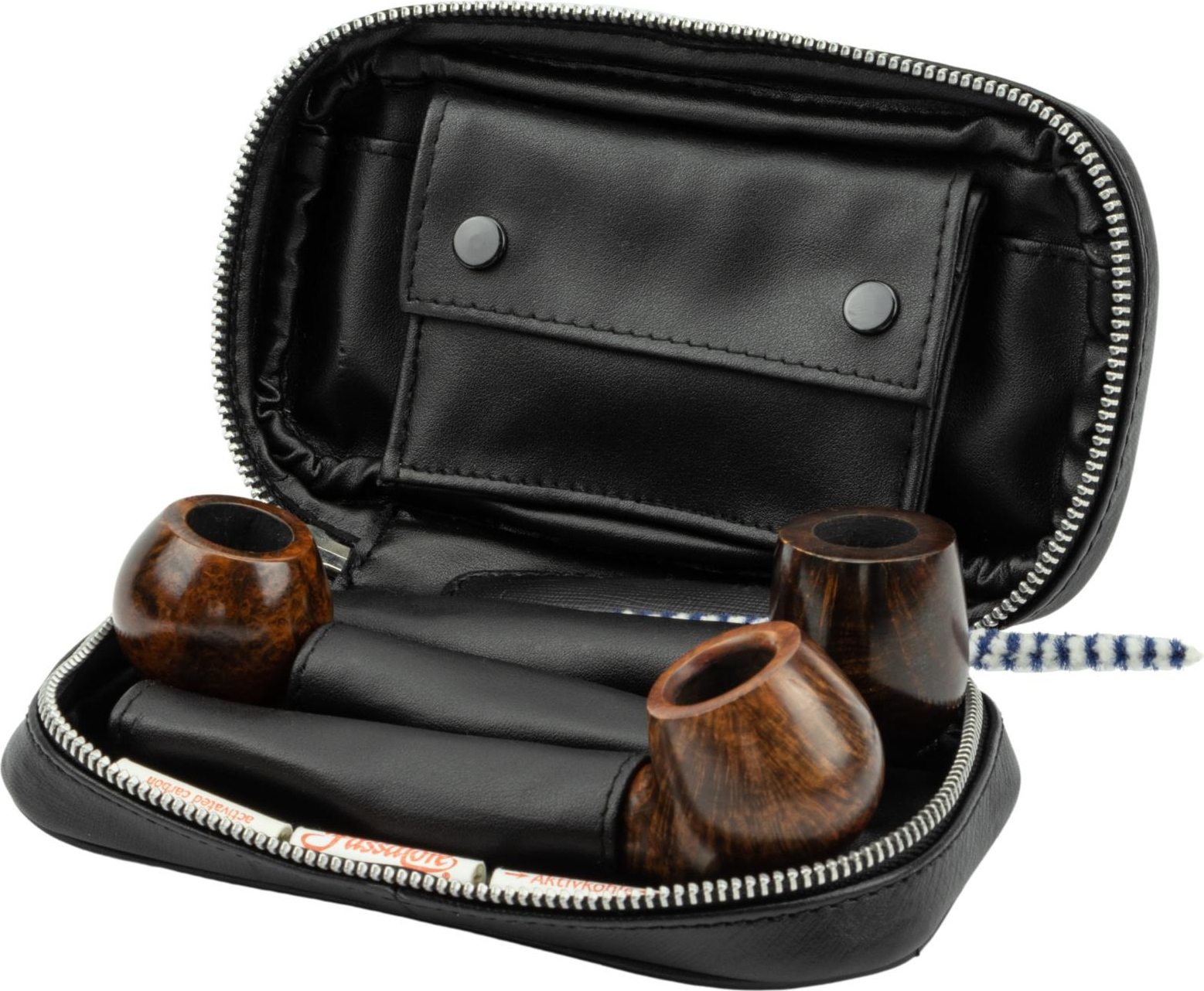 PASSATORE Pfeifentasche Leder schwarz 3er 633752