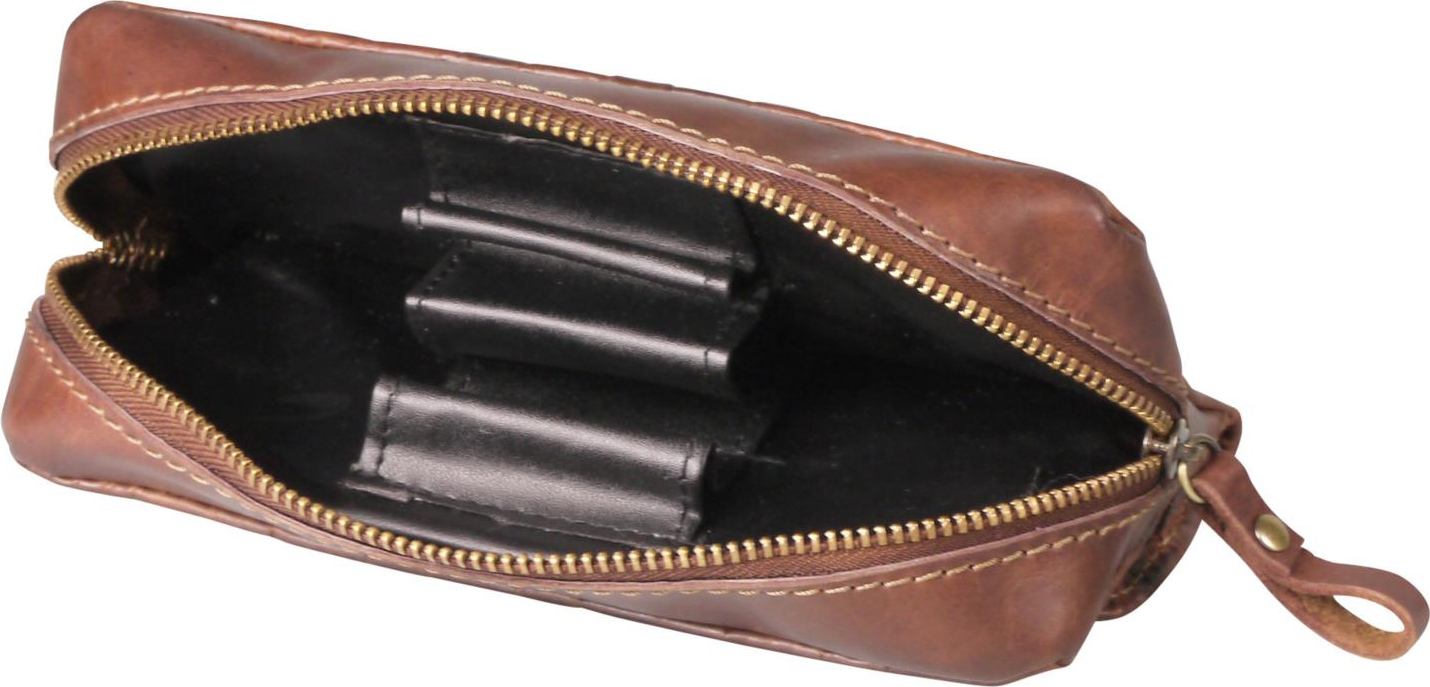 Pfeifentasche Leder braun antik Flechtdesign/Überschlag 2er 630867