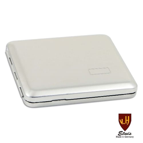 Zigarettenetui 18er mit Innengummizug aus Metall satiniert in silber matt 20714