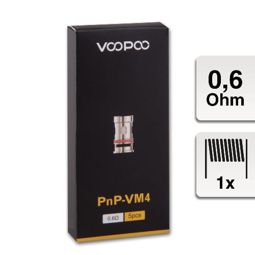 E-Clearomizercoil VOOPOO PnP-VM4 0,6 Ohm 5 Stueck 32316