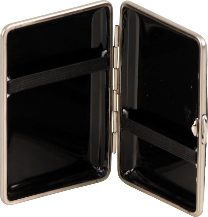 Zigtt.-Etui v.H. Leder Carbonoptik schw. Rahmen nickel matt 605301