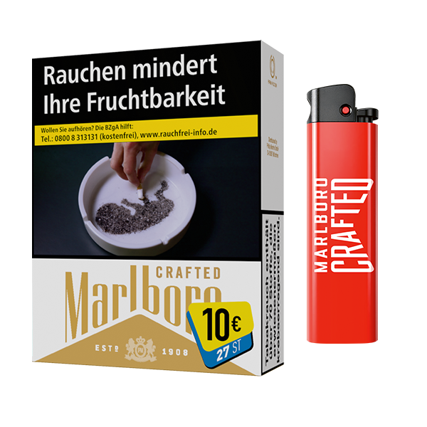 MARLBORO Zigaretten CRAFTED GOLD (27) plus Marlboro CRAFTED Feuerzeug SW16901