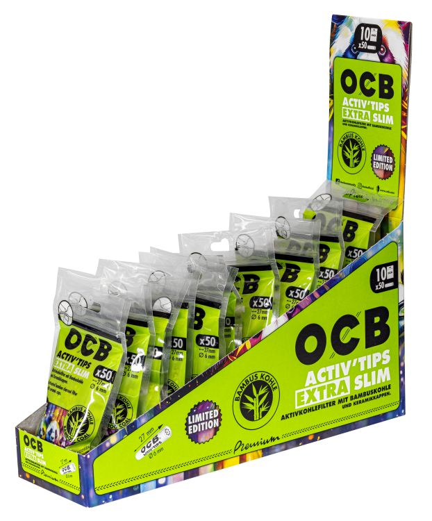 OCB Bamboo Aktivkohlefilter Extra Slim 6mm Limited Edition Display 500 Stück