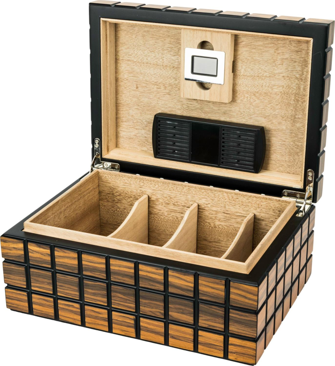 PASSATORE Humidor "Rippen" schwarz/Makassar matt, 30-40 Zig. 563073