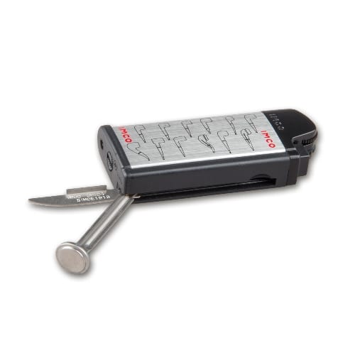 Feuerzeug IMCO Chic für Pfeifen aus Kunststoff Aluminium brossiert in schwarz silber gemustert 86374