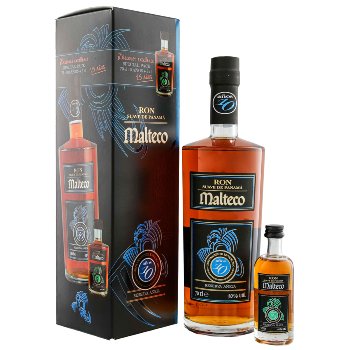 Rum MALTECO 10 Jahre 40 % Vol. Geschenkbox mit MALTECO 15 J Miniatur