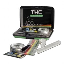 Bong Glas BREIT Mini 17,5cm Set mit Grinder und Glaskawumm 28170