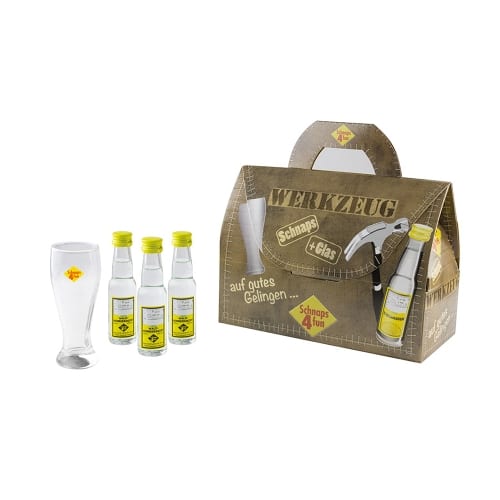 Brand WEISENBACH Werkzeug-Koffer Waldhimbeer 3 x 20 ml mit Likoerglas 17415
