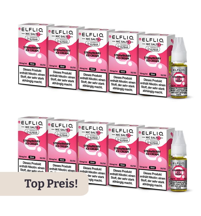 10er Pack E-Liquid Nikotinsalz ELFBAR Elfliq Strawberry Ice Cream 10mg 43031