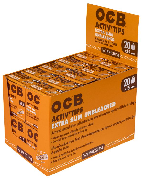 OCB Aktivkohlefilter Display – Extra Slim 6mm Ungebleicht (300 Stück)