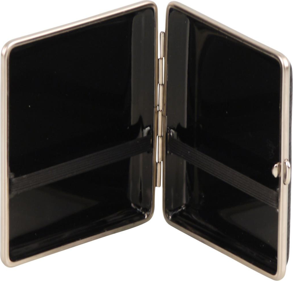 Zigtt.-Etui v.H. Leder Carbonoptik schw.,Rahmen nickel matt 605701