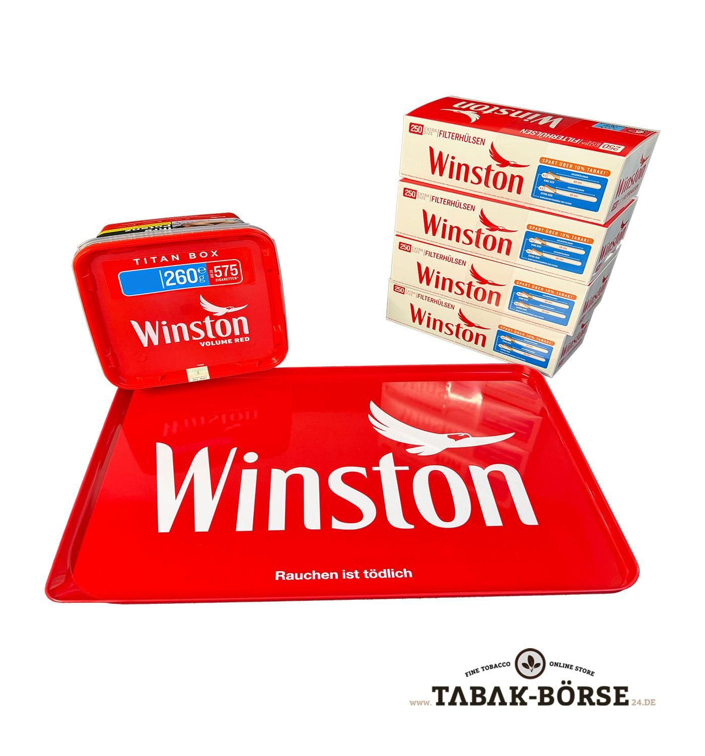 1 xWinston Red Titan Box250Gramm& 1.000 Winston Extra Hülsen & 1 x Stopftablett