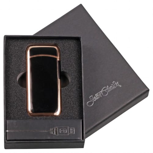 Feuerzeug Batterie JEAN CLAUDE Gamma Lichtbogen USB schwarz rosegold 35729