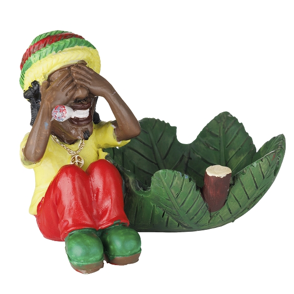 Ascher Kunststoff Rasta sitzend mit Hanfblatt 81447