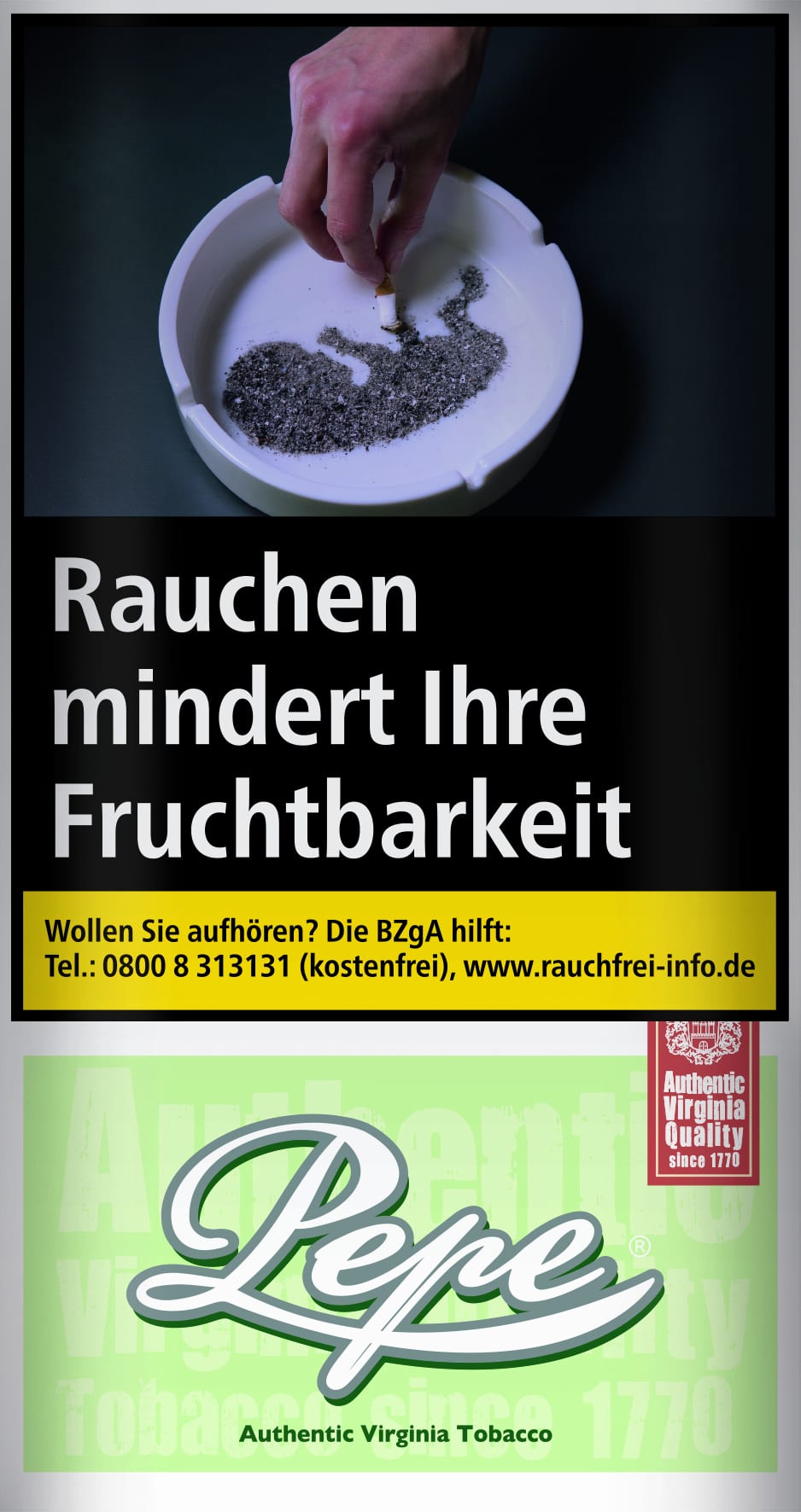 POUCH PEPE Zigarettentabak Bright Green 30 Gramm SW11944