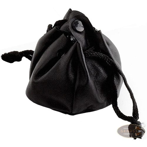 Tabakzugbeutel mit Kordel aus Nappaleder Velourleder in schwarz anthrazitgrau 14164