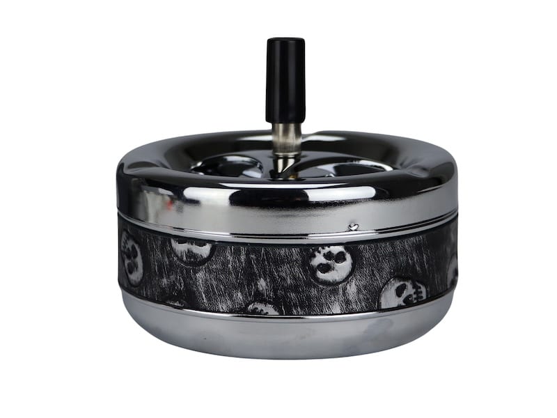 Drehascher chrom/grau "Skull"  13cm Kunststoffband/Haptik 502801