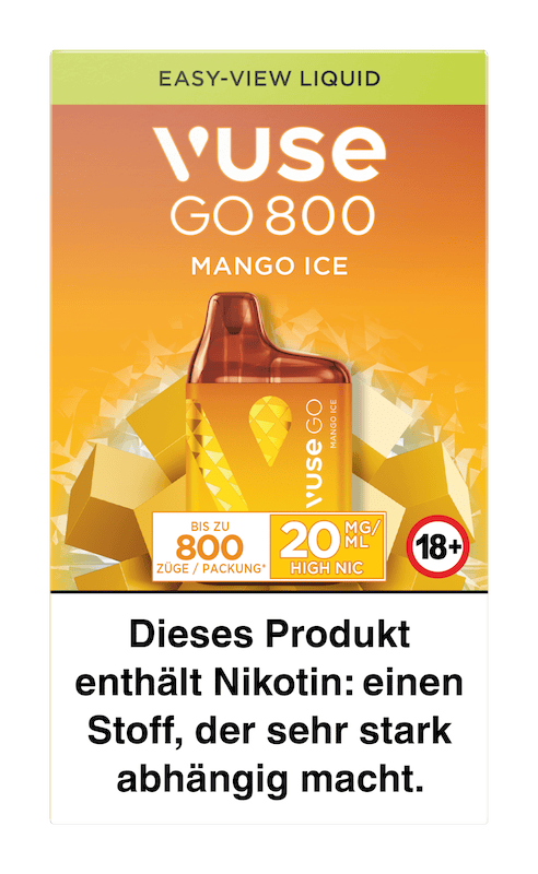 Einweg eZigarette Vuse Go 800 - Box Mango ICE 20 mg 4004255