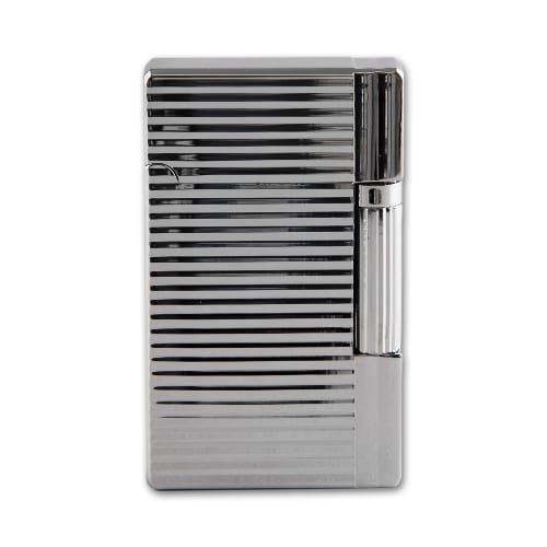 Feuerzeug Jean Claude Dustin aus Chrom poliert in silber glänzend mit Querstreifenmuster 96651