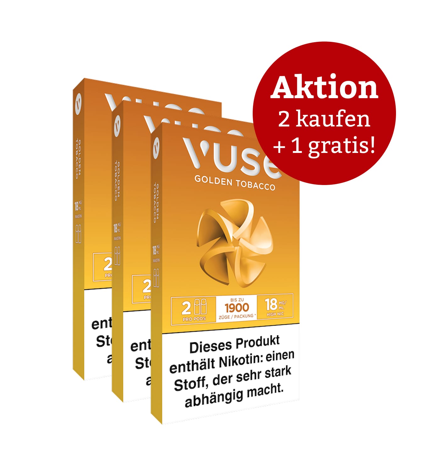 VUSE Pro Pods Golden Tobacco 20 mg – Aktion: 2 x kaufen, 3 erhalten SW17030