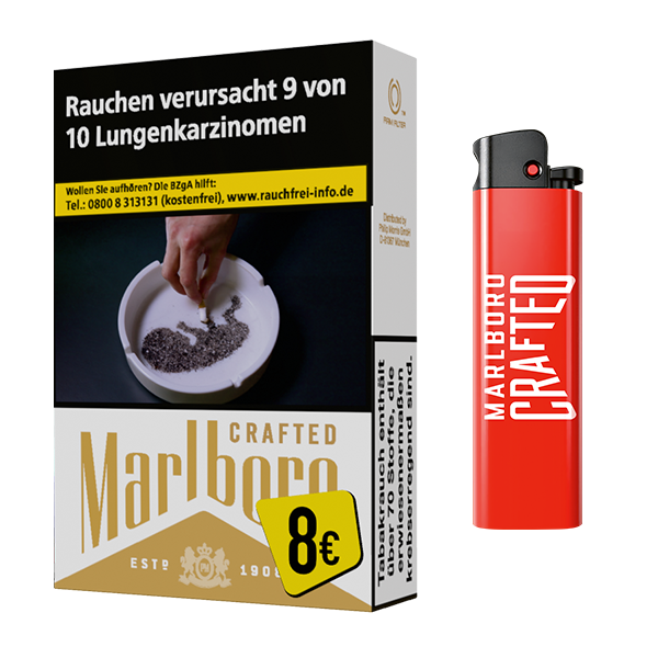 MARLBORO Zigaretten CRAFTED GOLD (20) plus Marlboro CRAFTED Feuerzeug SW16902