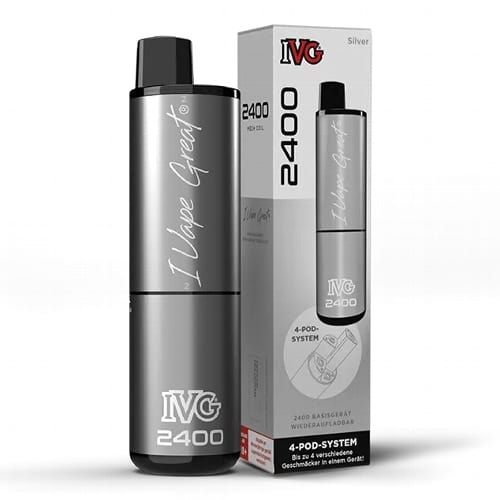 E-Zigarette IVG 2400 silber 1000mAh 4-Pod System 71304