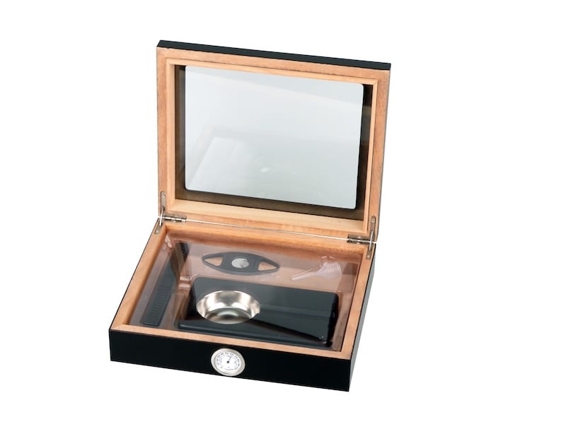 Humidor-Set schwarz Glasdeckel  fuer ca. 15 Zigarren 569181