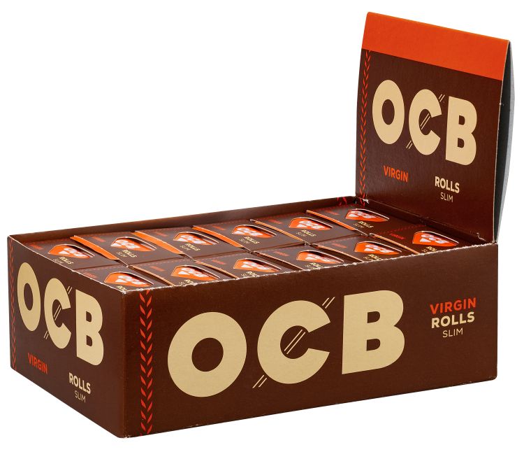 OCB Virgin Unbleached Rolls Display 24 Rollen Zigarettenpapier