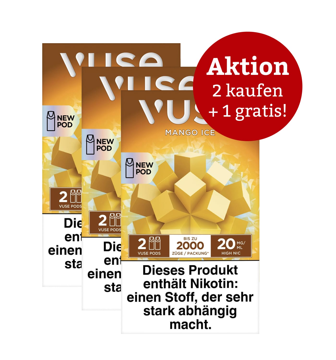 VUSE Pro Pods Mango ICE 20 mg – Aktion: 2 x kaufen, 3 erhalten SW17034
