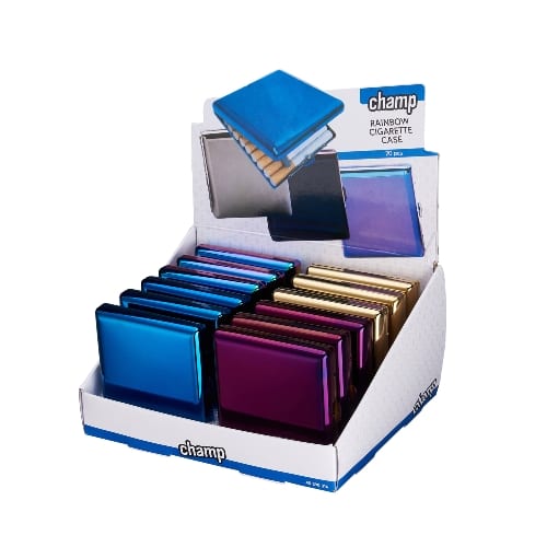 Zigarettenetui Metall 20er CHAMP Rainbow 4 Farben sortiert 17658