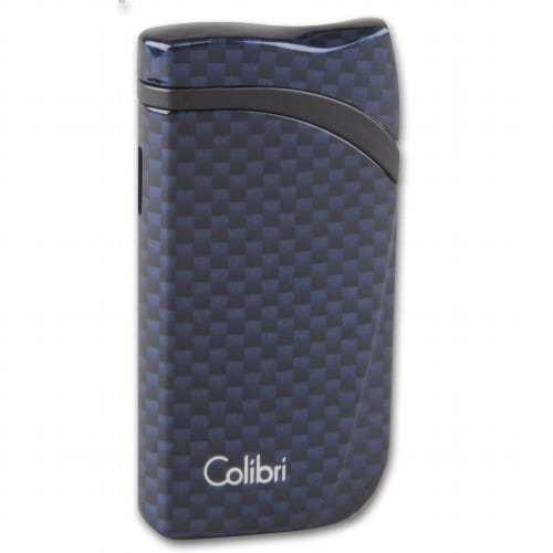 Cigarrenfeuerzeug Jet COLIBRI Falcon 2 Carbon blau Schraegflamme 90830