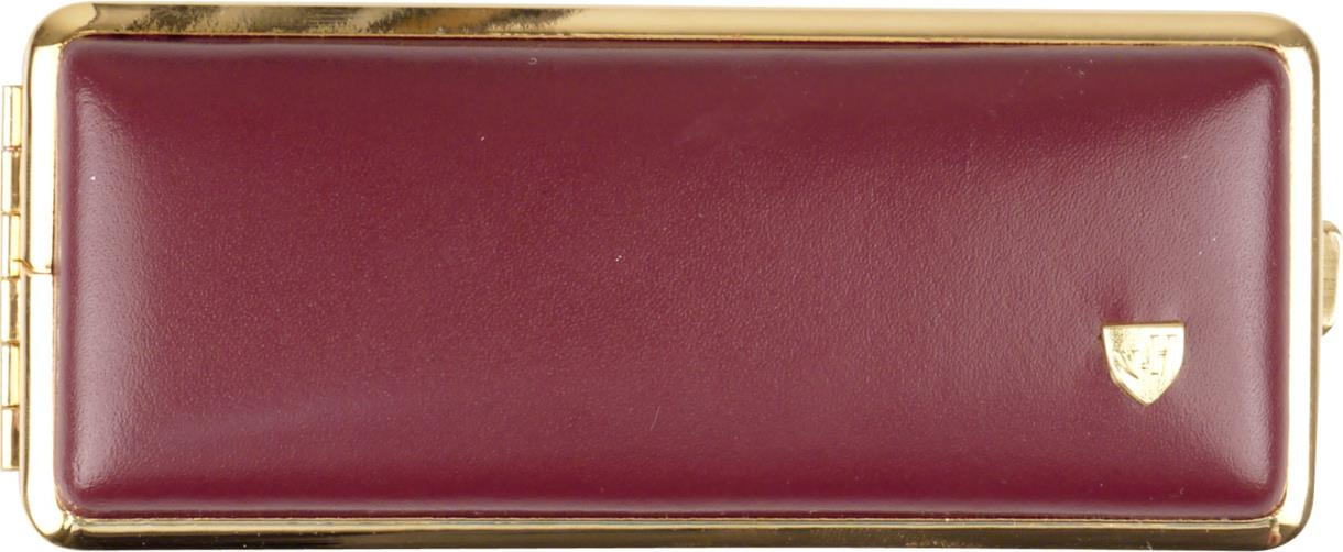 Zigtt.-Etui v.H. Leder bordeaux Rahmen vergoldet 100/8er 612502