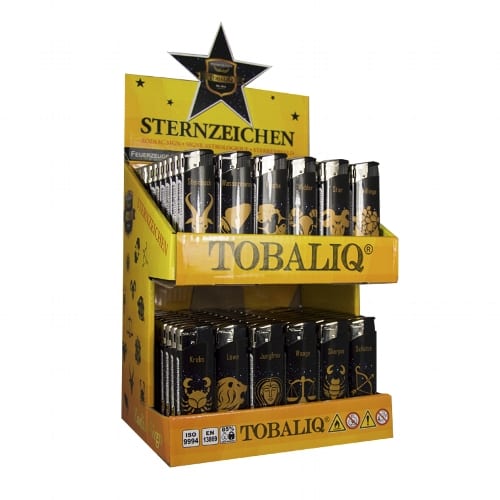 Einwegfeuerzeug Piezo TOBALIQ Sternzeichen Display mit 120 Stueck 79148